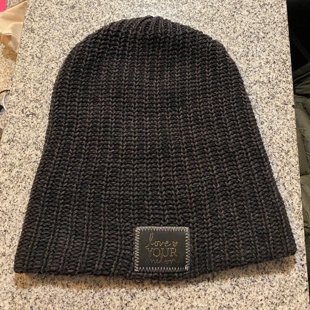 Love Your Melon beanie with gold foil patch